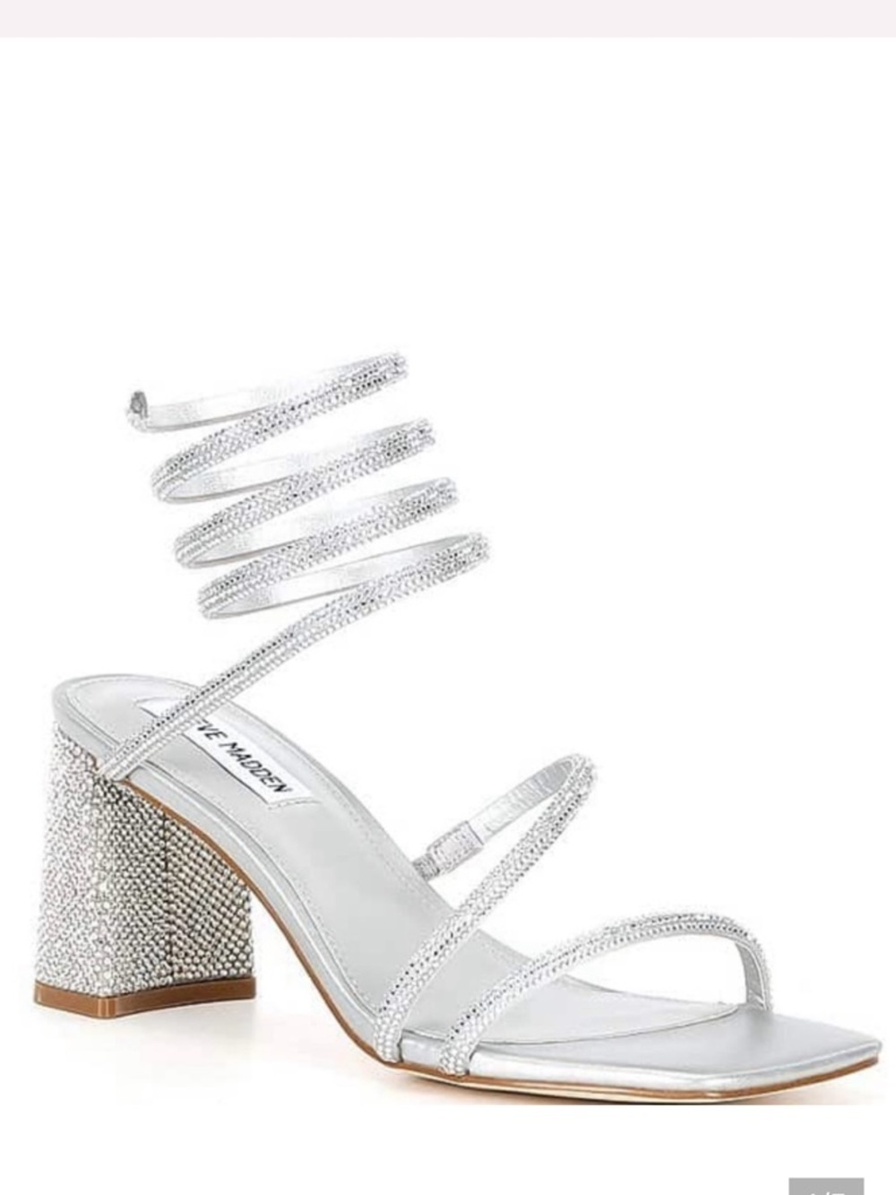 Steve Madden Silver Block Heel Sandals, sz 7.5